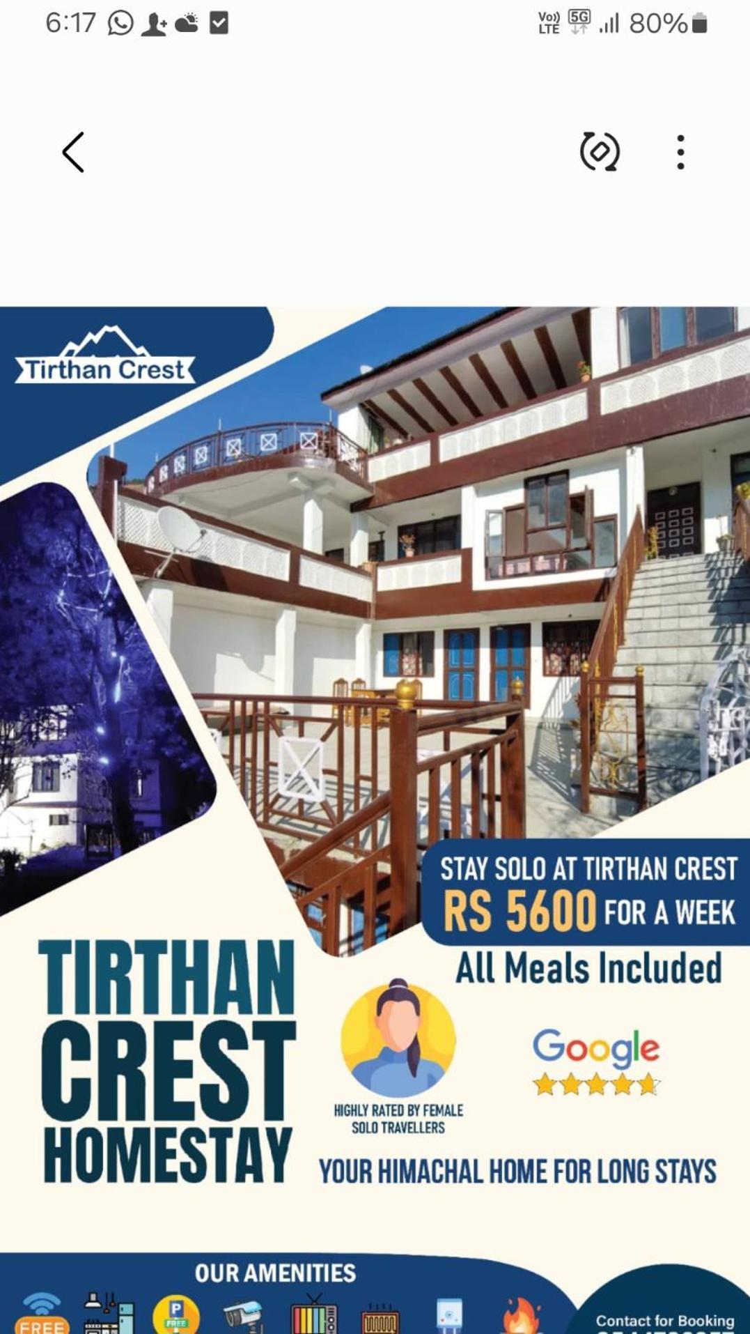 Tirthan Crest Homestay Banjār Exteriör bild